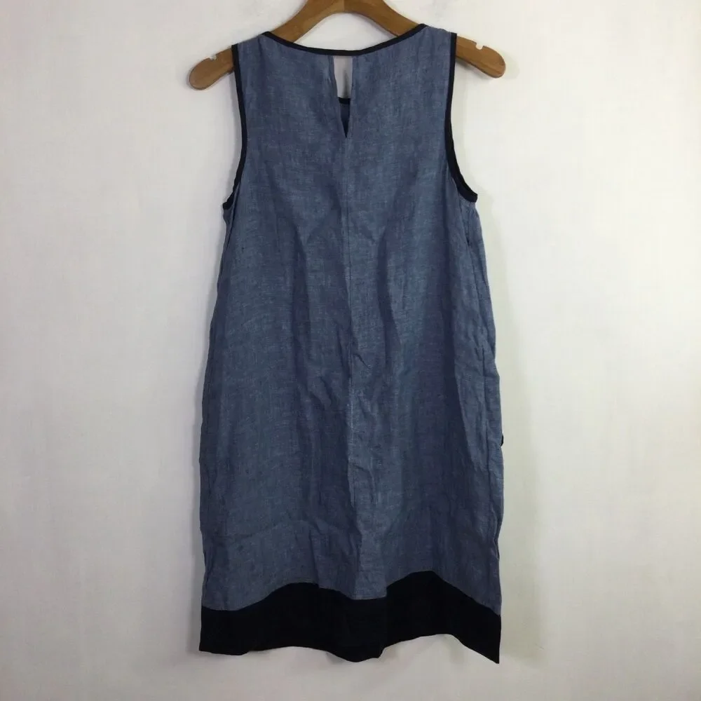 J. Jill Women's Seamed Love Linen Dress V-Neck Pullover Sleeveless Blue Size S - Picture 8 of 16